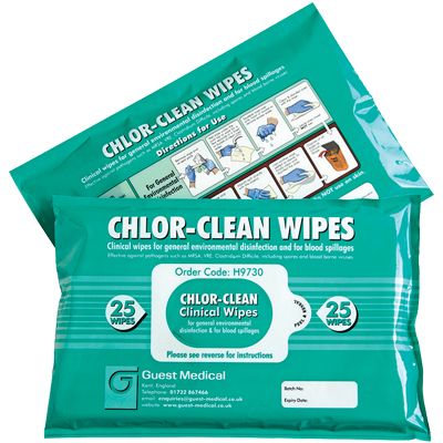 Chlor-Clean Wipes x 25 x 6