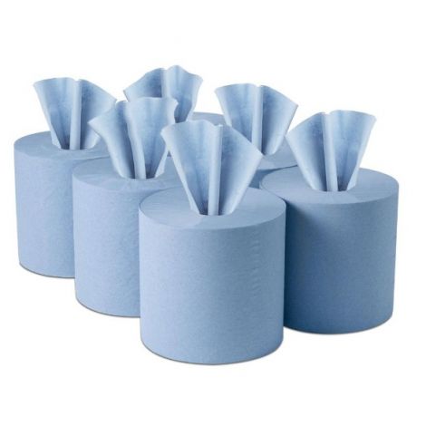 Essentials Centrefeed Wiper Roll - Blue 150m x 6