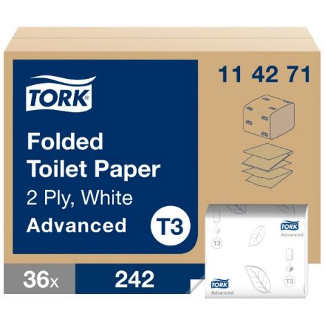 Tork Advanced Folded Toilet Paper, 242 Sheets x 36